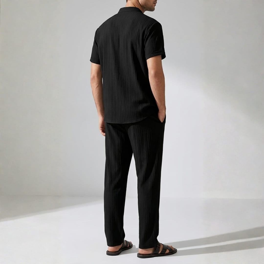 Trevor Premium Textured Summer Set — Lightweight Casual Shirt-Pants Outfit Set