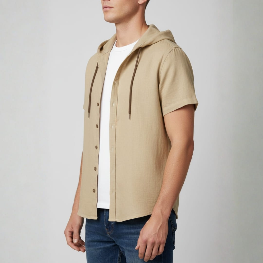 Mannuel Cotton Linen Hoodie Shirt — Relaxed Fit Soft Casual Layer