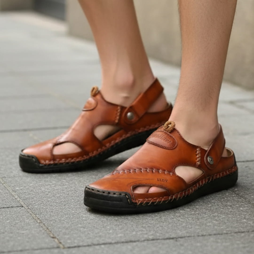 Giovanni Genuine Leather Sandals — Hand-Stitched Casual Summer Footwear