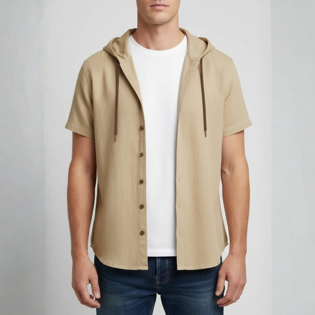 Mannuel Cotton Linen Hoodie Shirt — Relaxed Fit Soft Casual Layer