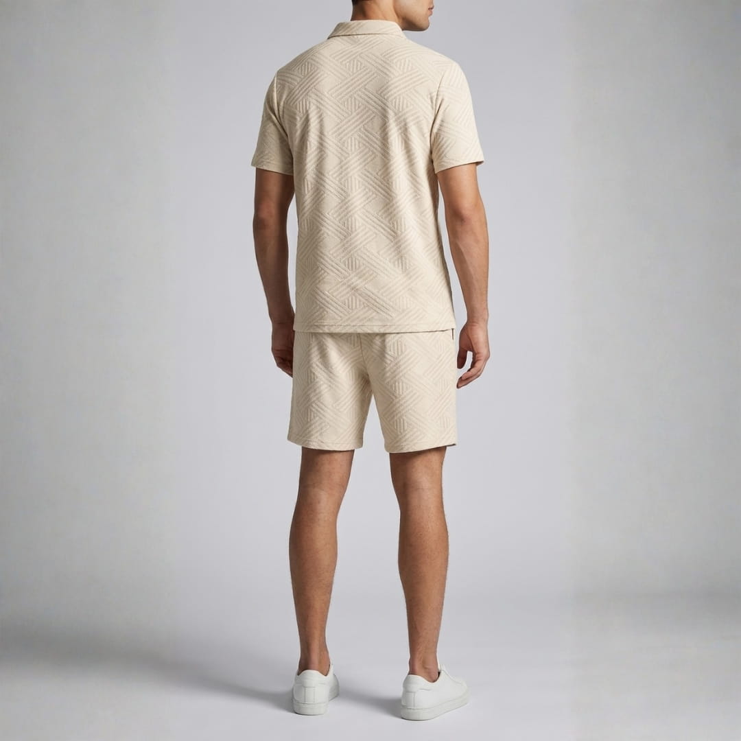 Kenneth Textured Summer Two-Piece Set — Casual Shirt Shorts Outfit Set