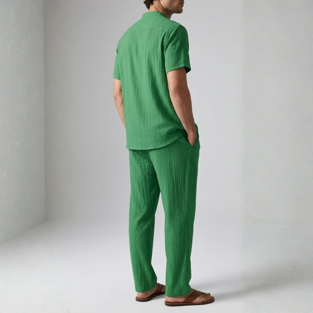 Trevor Premium Textured Summer Set — Lightweight Casual Shirt-Pants Outfit Set