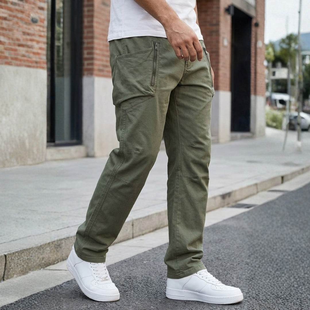 Alaric Cotton Cargo Pants — Slim Fit Utility Casual Trousers