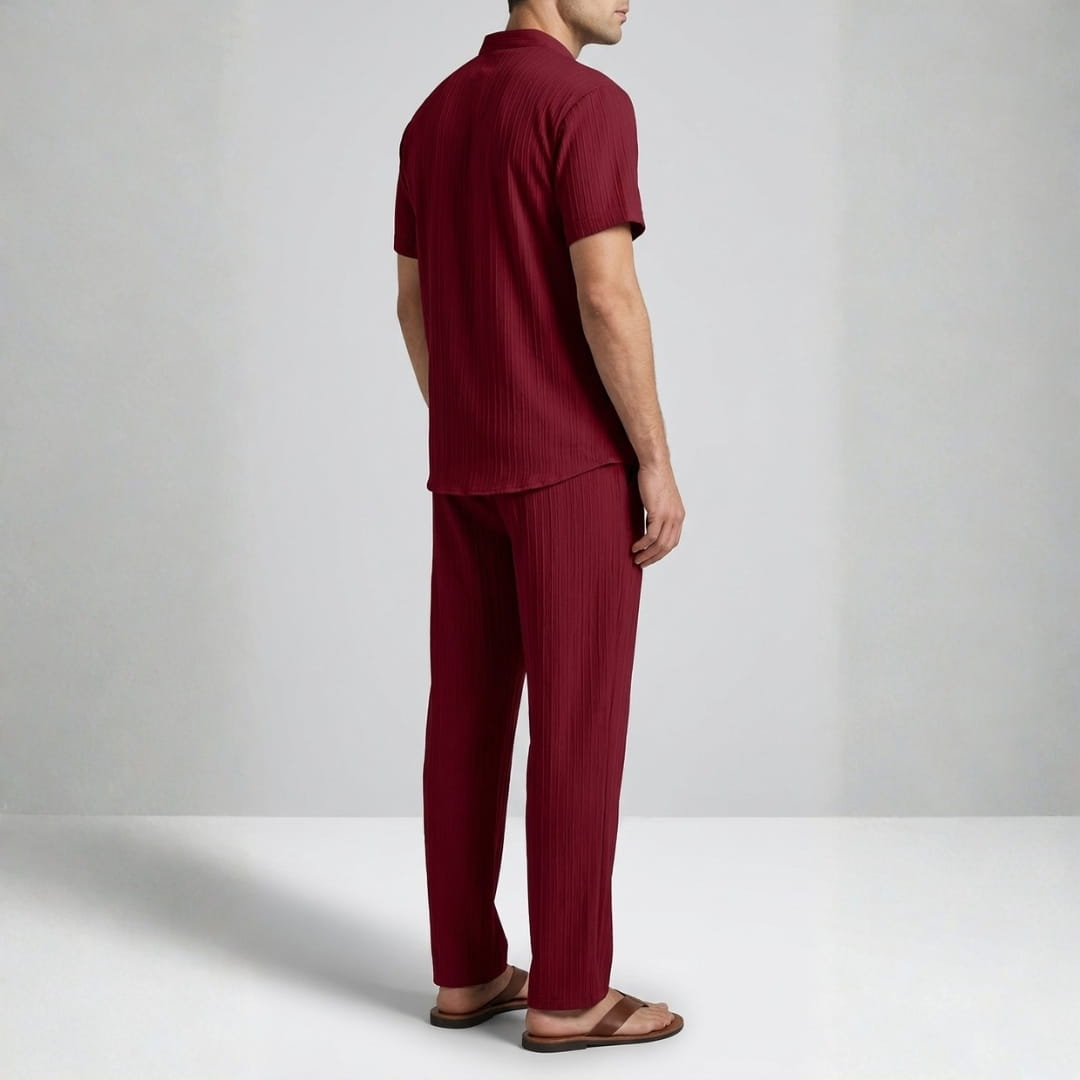 Trevor Premium Textured Summer Set — Lightweight Casual Shirt-Pants Outfit Set