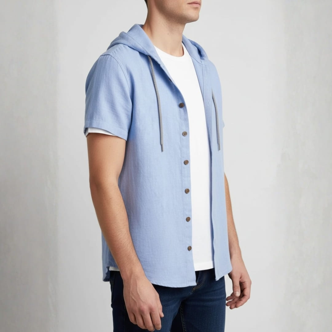 Mannuel Cotton Linen Hoodie Shirt — Relaxed Fit Soft Casual Layer