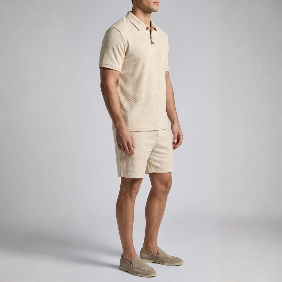 Kenneth Textured Summer Two-Piece Set — Casual Shirt Shorts Outfit Set