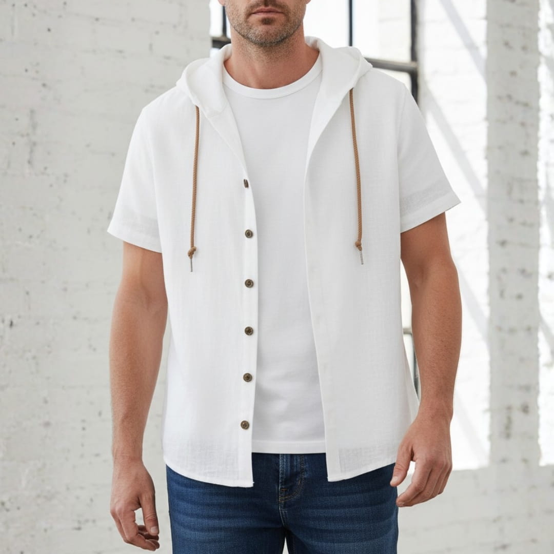 Mannuel Cotton Linen Hoodie Shirt — Relaxed Fit Soft Casual Layer