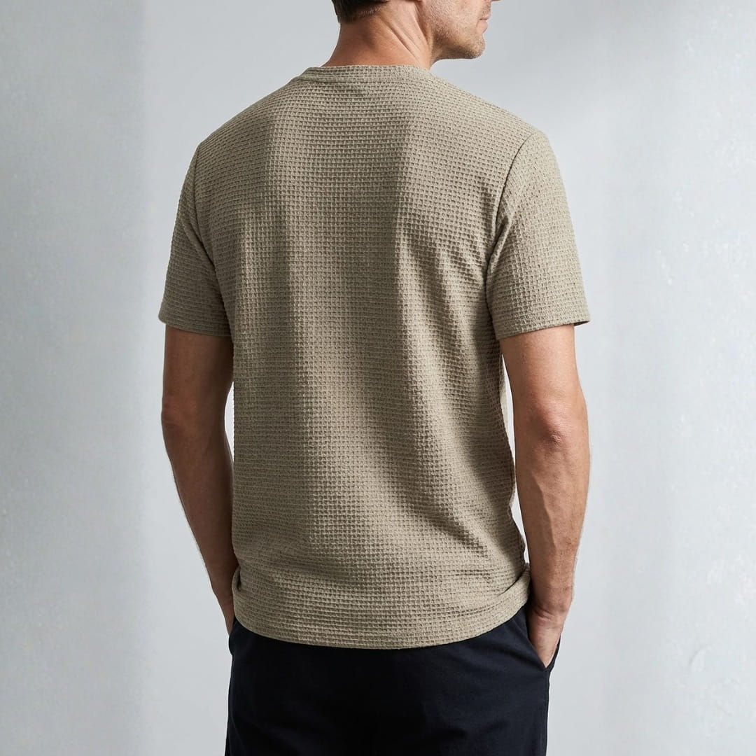 Klaus Textured Knit Crewneck T-Shirt – Lightweight Breathable Casual Shirt