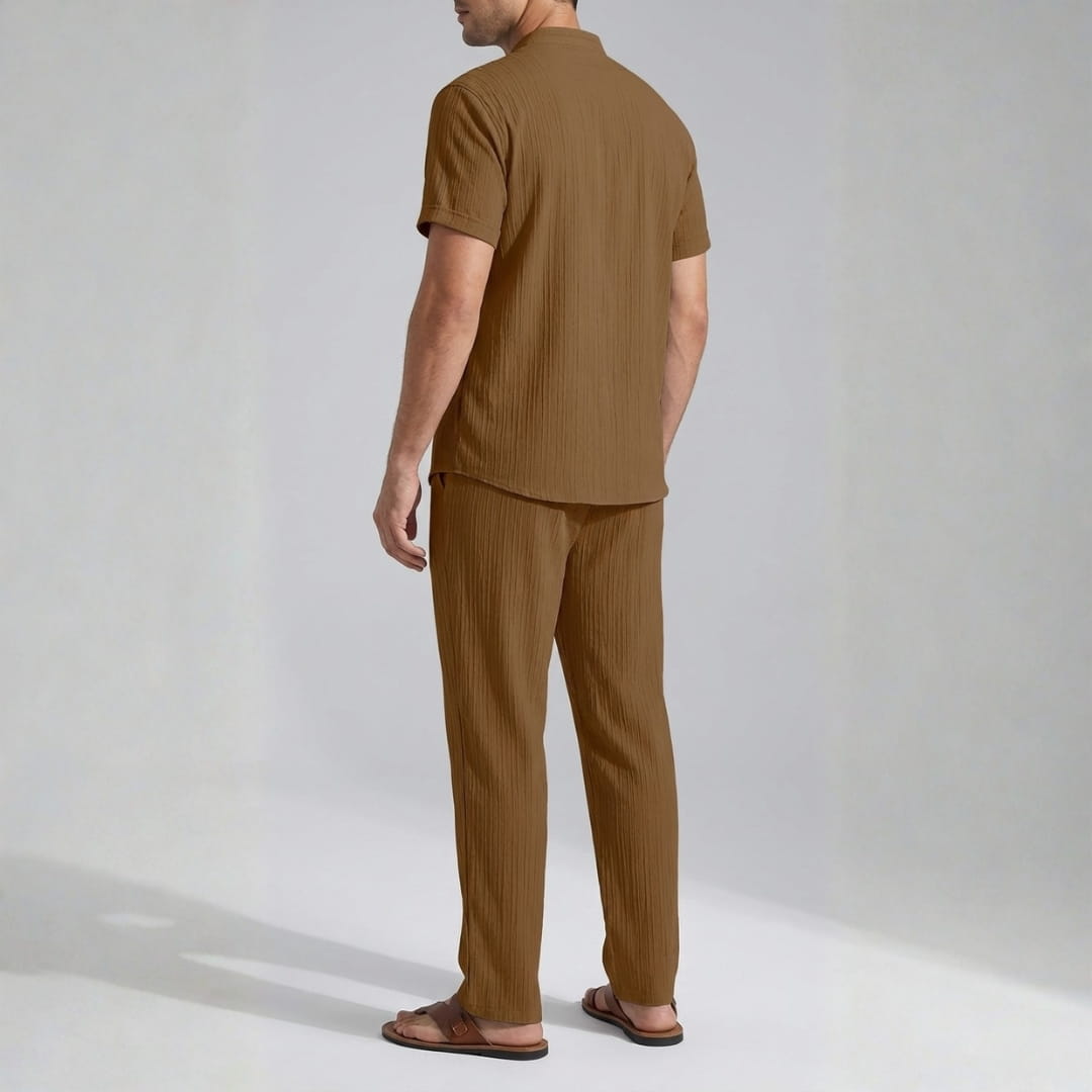Trevor Premium Textured Summer Set — Lightweight Casual Shirt-Pants Outfit Set