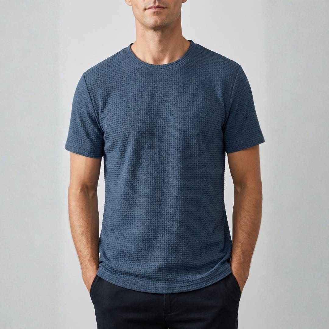 Klaus Textured Knit Crewneck T-Shirt – Lightweight Breathable Casual Shirt
