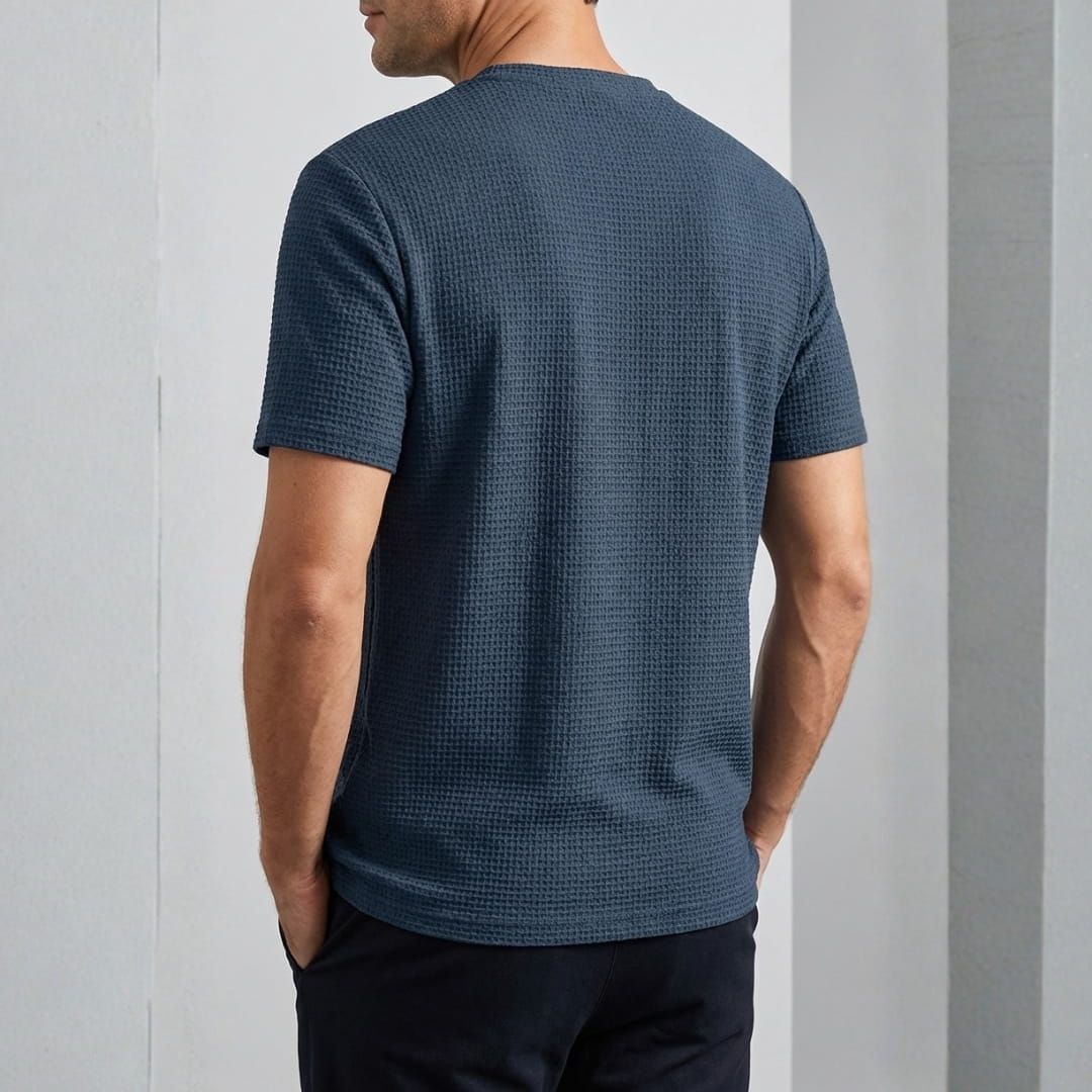 Klaus Textured Knit Crewneck T-Shirt – Lightweight Breathable Casual Shirt