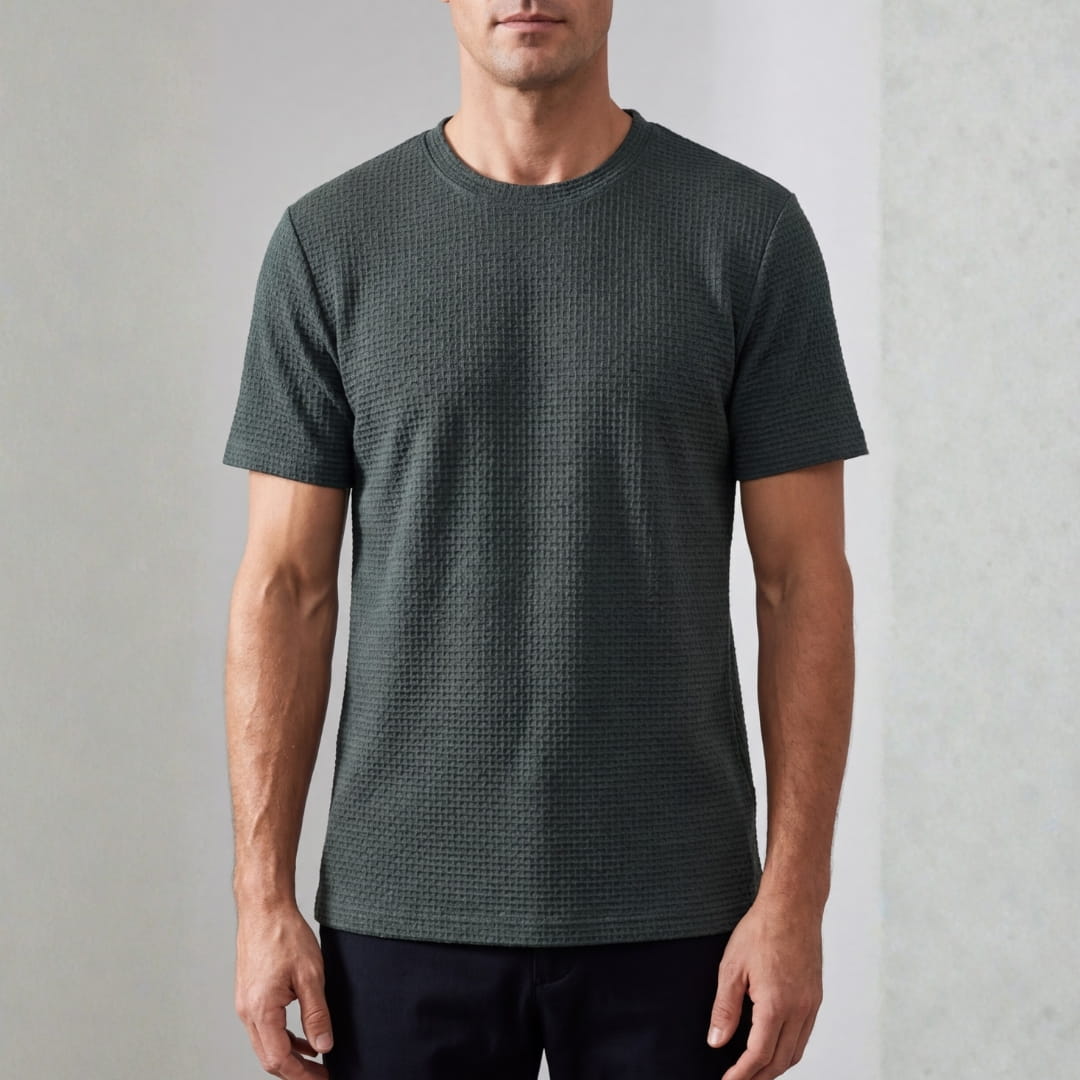 Klaus Textured Knit Crewneck T-Shirt – Lightweight Breathable Casual Shirt