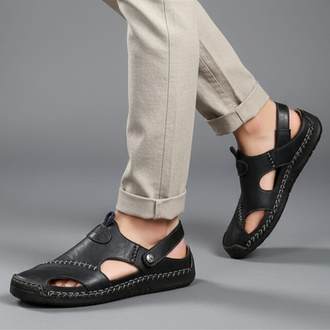 Giovanni Genuine Leather Sandals — Hand-Stitched Casual Summer Footwear
