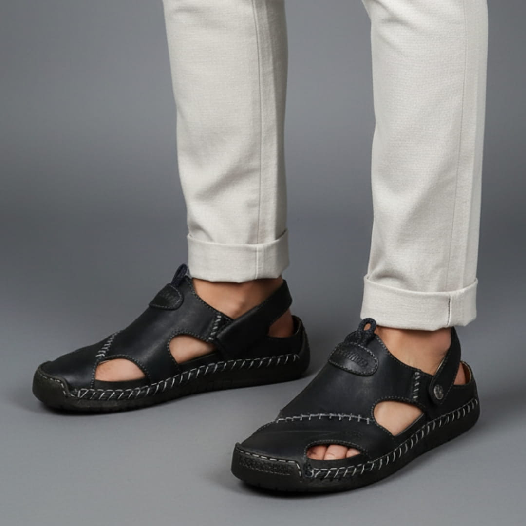 Giovanni Genuine Leather Sandals — Hand-Stitched Casual Summer Footwear