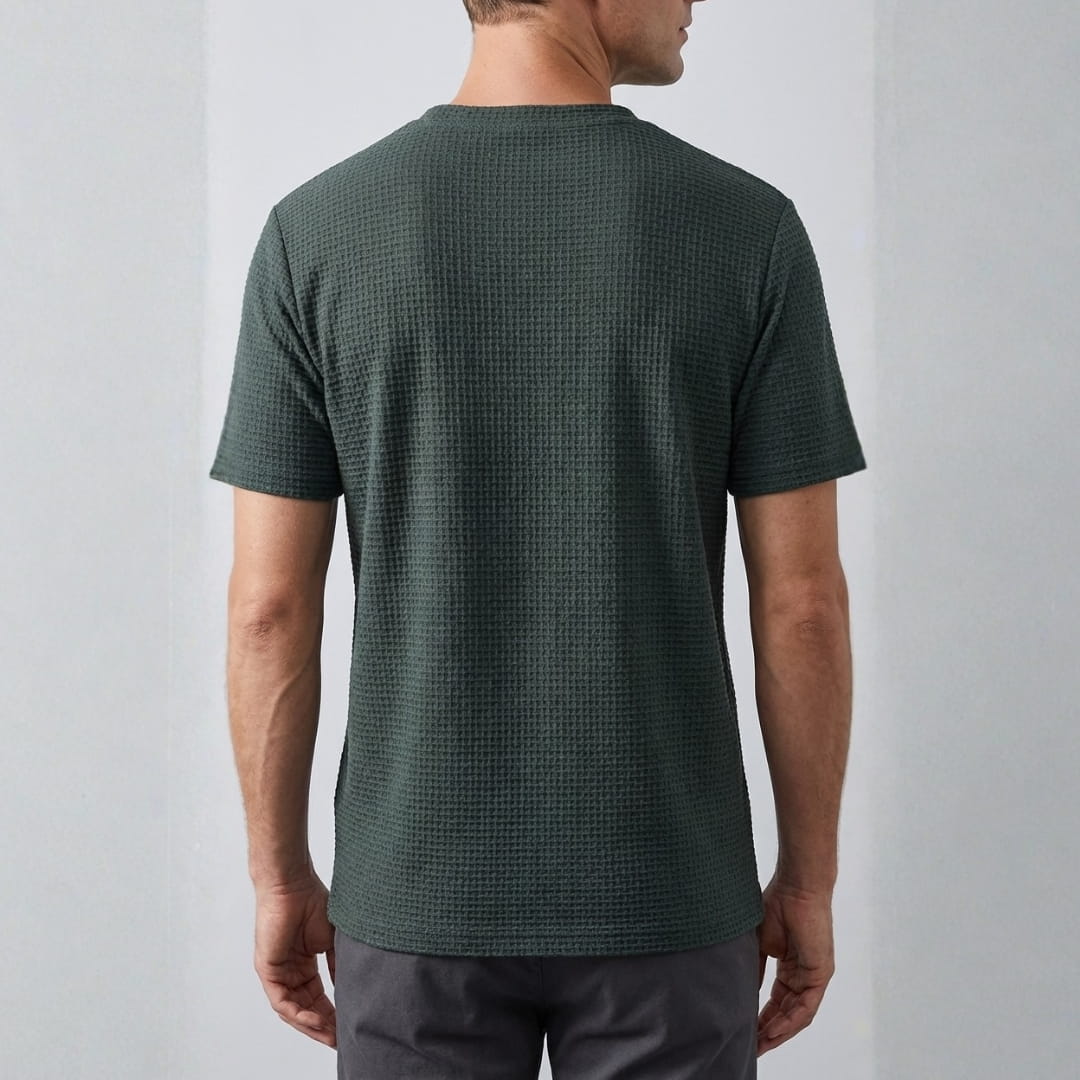 Klaus Textured Knit Crewneck T-Shirt – Lightweight Breathable Casual Shirt