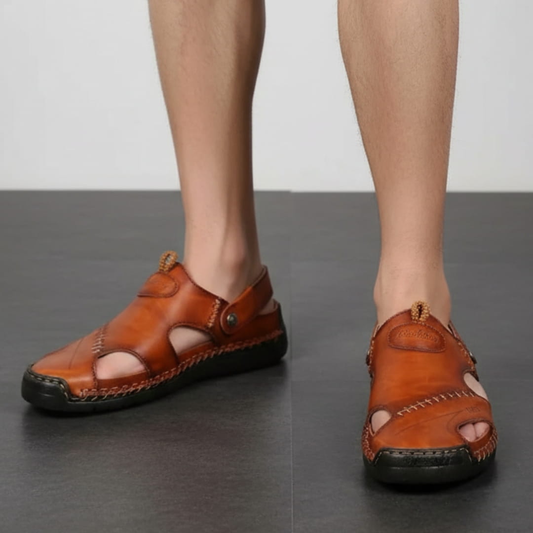 Giovanni Genuine Leather Sandals — Hand-Stitched Casual Summer Footwear