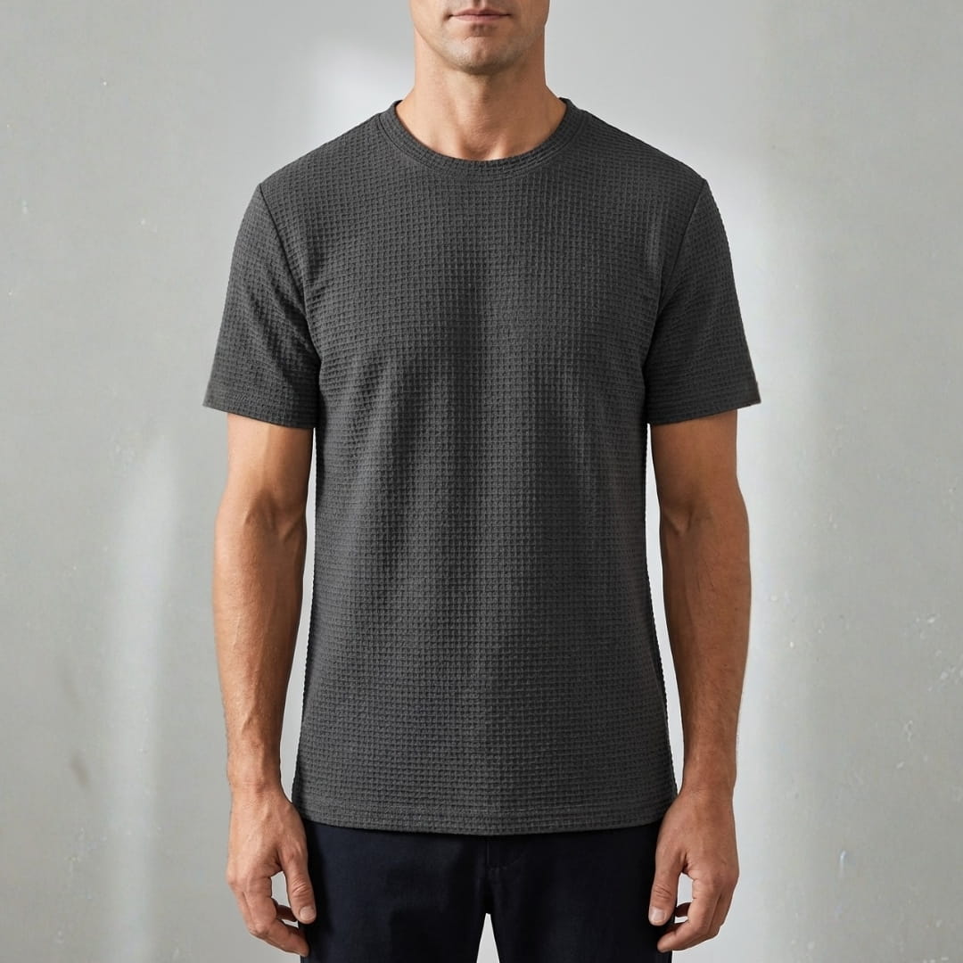 Klaus Textured Knit Crewneck T-Shirt – Lightweight Breathable Casual Shirt