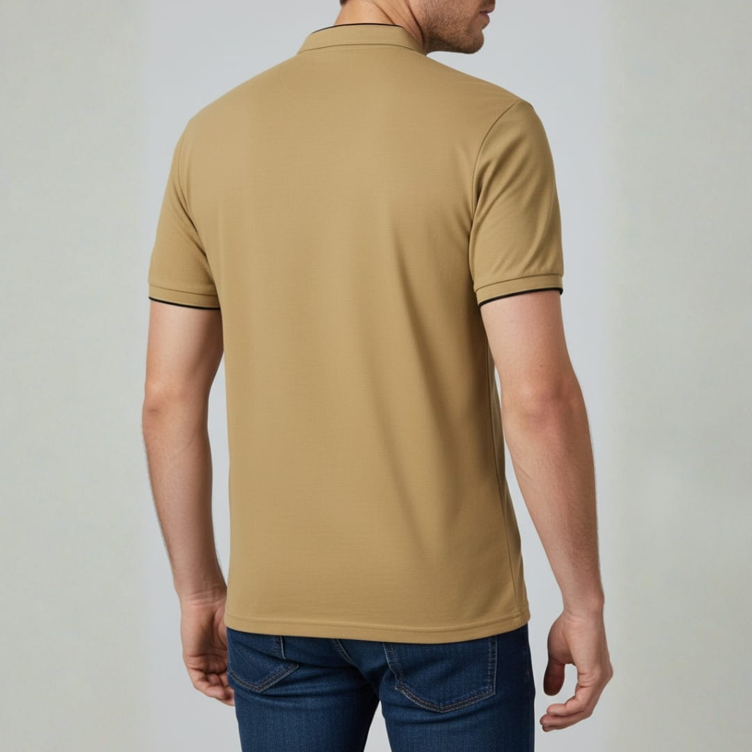 Leandro Collarless Performance Polo Shirt — Lightweight Breathable Casual Top