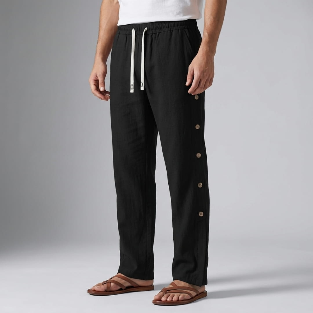 Santino Cotton Linen Lounge Pants — Relaxed Fit Breathable Casual Trousers