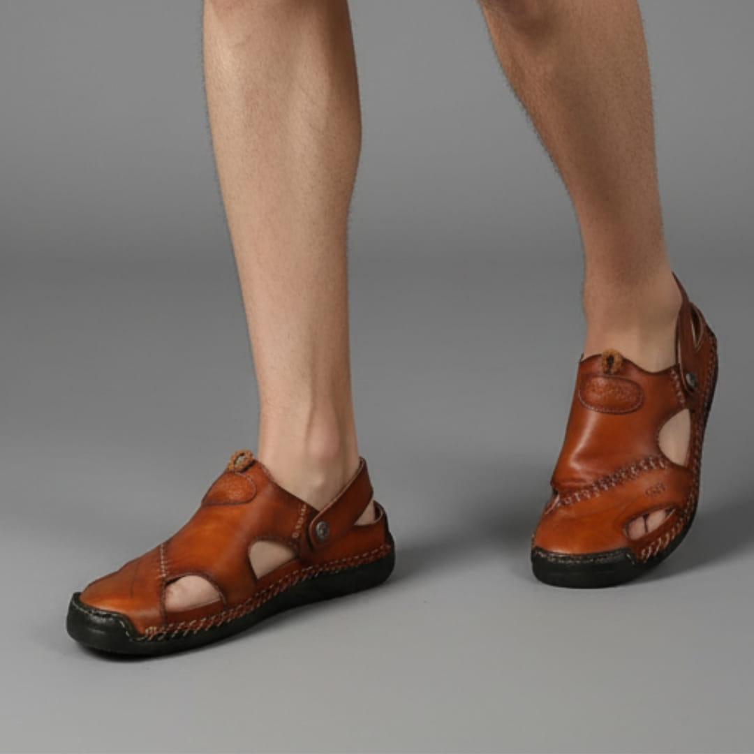 Giovanni Genuine Leather Sandals — Hand-Stitched Casual Summer Footwear
