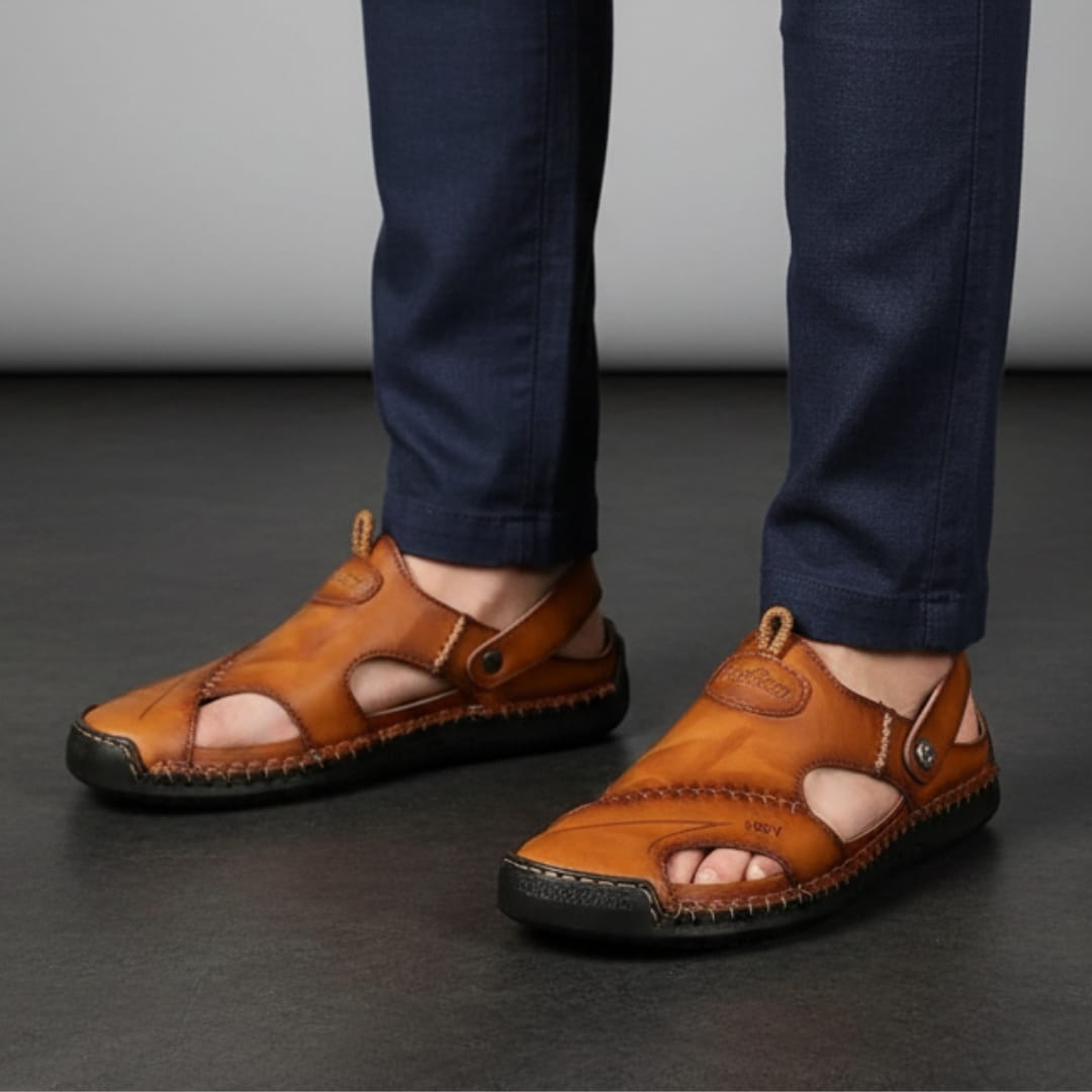 Giovanni Genuine Leather Sandals — Hand-Stitched Casual Summer Footwear