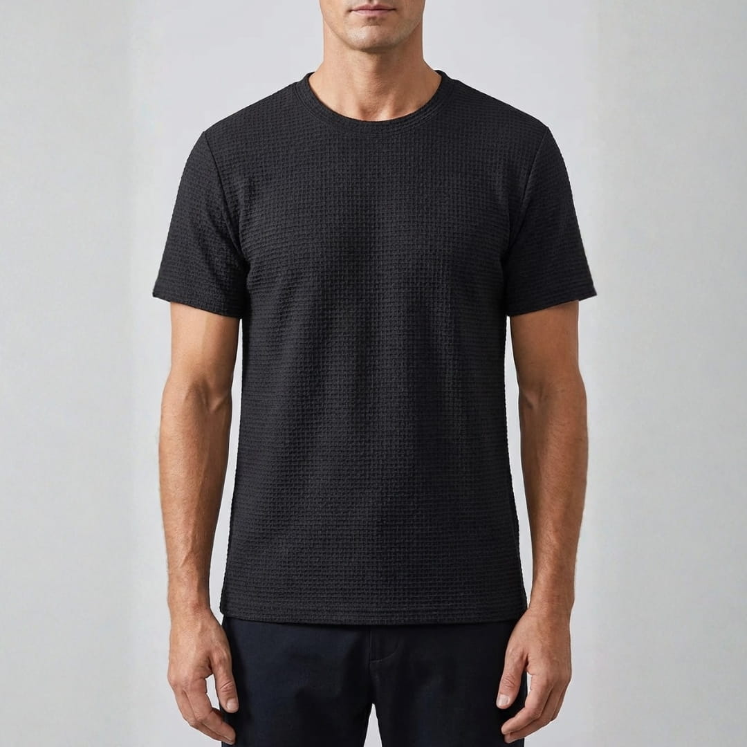 Klaus Textured Knit Crewneck T-Shirt – Lightweight Breathable Casual Shirt