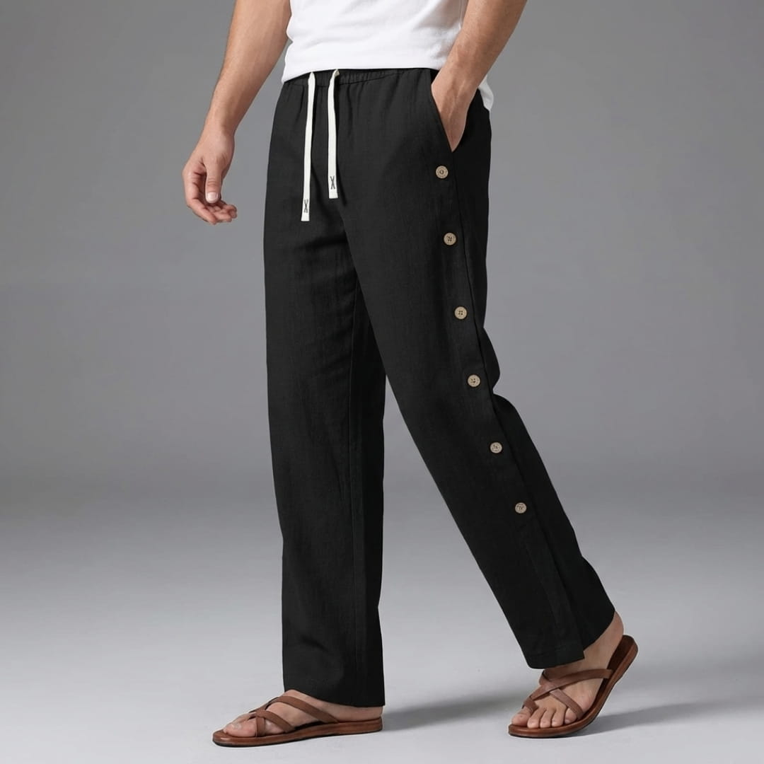 Santino Cotton Linen Lounge Pants — Relaxed Fit Breathable Casual Trousers