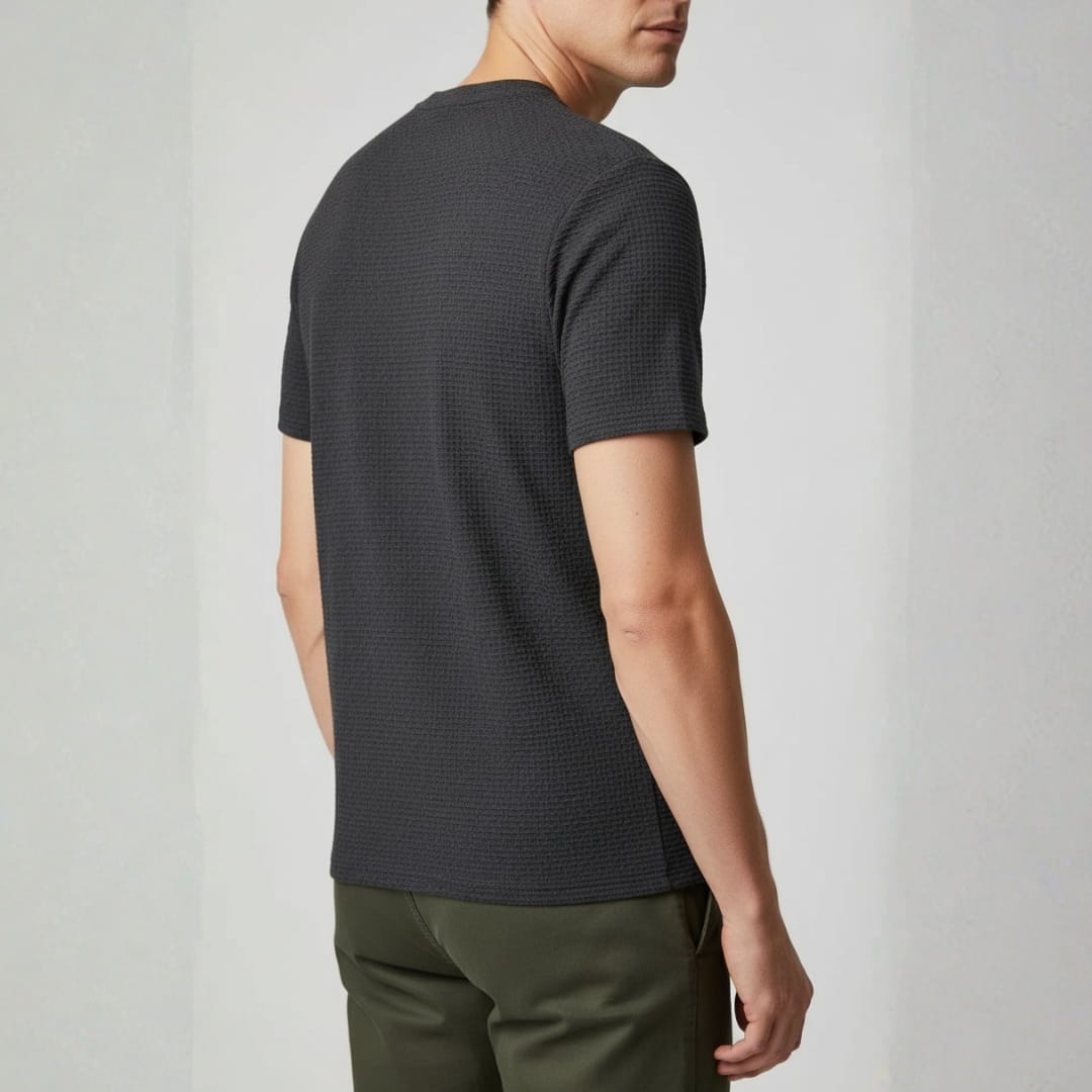 Klaus Textured Knit Crewneck T-Shirt – Lightweight Breathable Casual Shirt