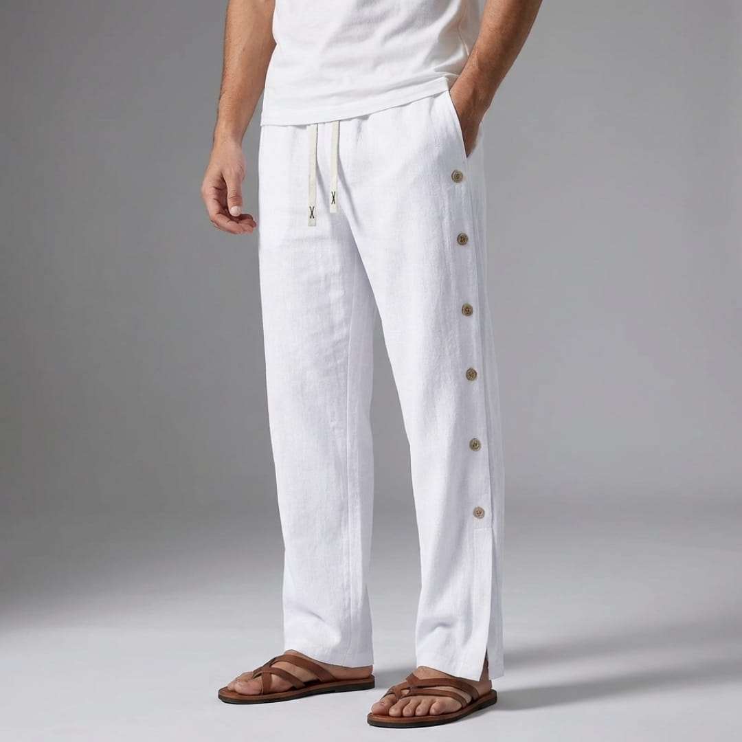 Santino Cotton Linen Lounge Pants — Relaxed Fit Breathable Casual Trousers