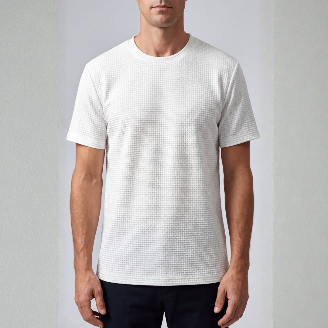 Klaus Textured Knit Crewneck T-Shirt – Lightweight Breathable Casual Shirt