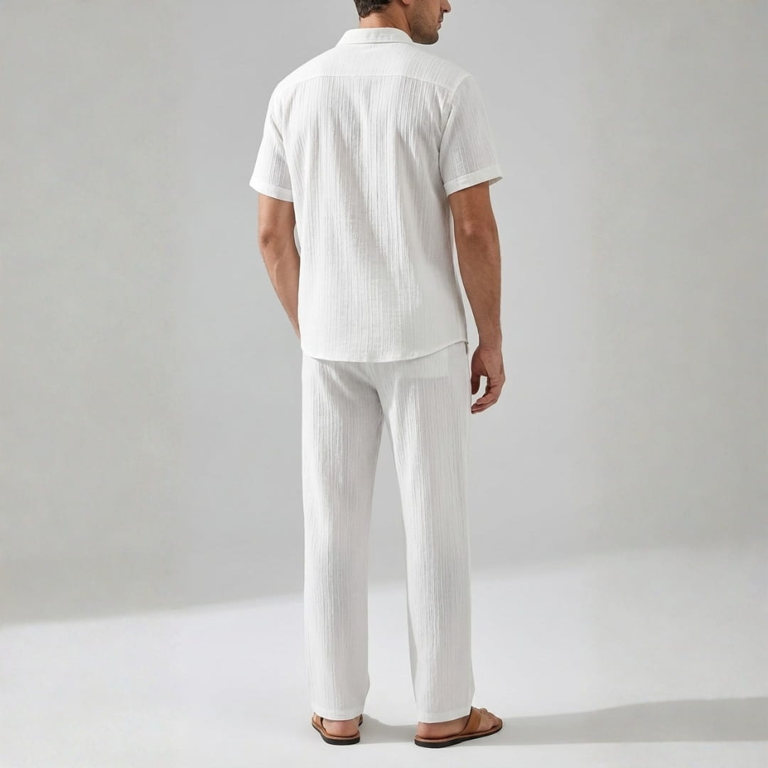 Trevor Premium Textured Summer Set — Lightweight Casual Shirt-Pants Outfit Set