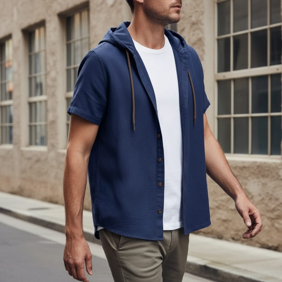 Mannuel Cotton Linen Hoodie Shirt — Relaxed Fit Soft Casual Layer