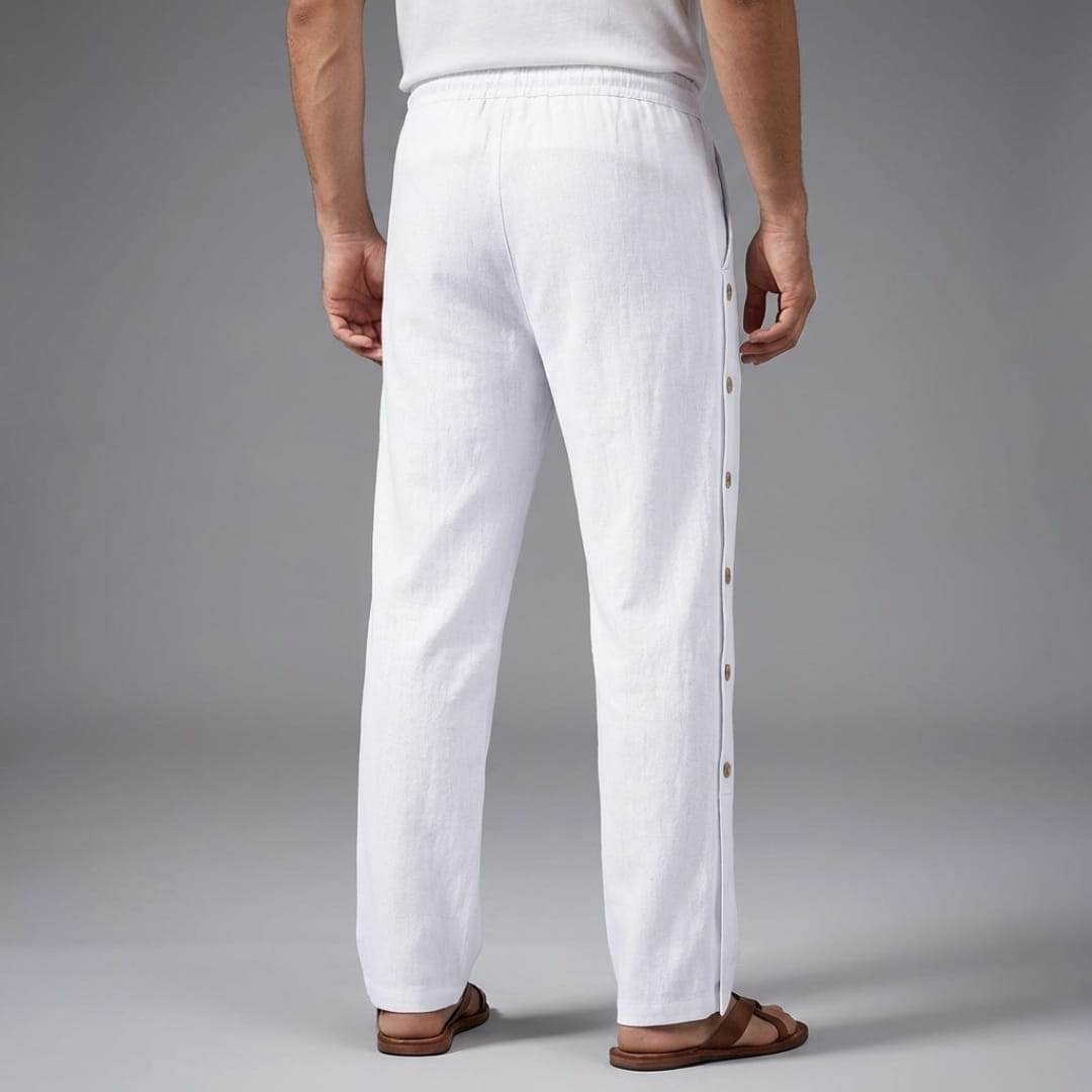 Santino Cotton Linen Lounge Pants — Relaxed Fit Breathable Casual Trousers