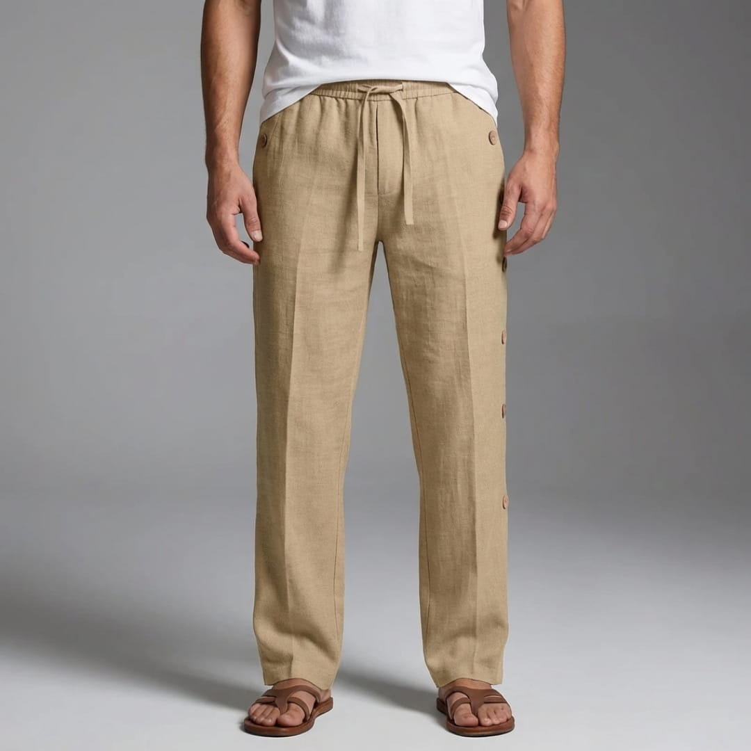 Santino Cotton Linen Lounge Pants — Relaxed Fit Breathable Casual Trousers