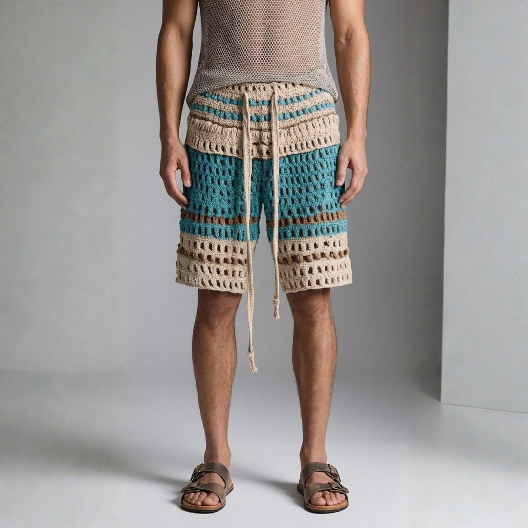 Ivan Braided Cotton Beach Shorts – Casual Summer Drawstring Shorts