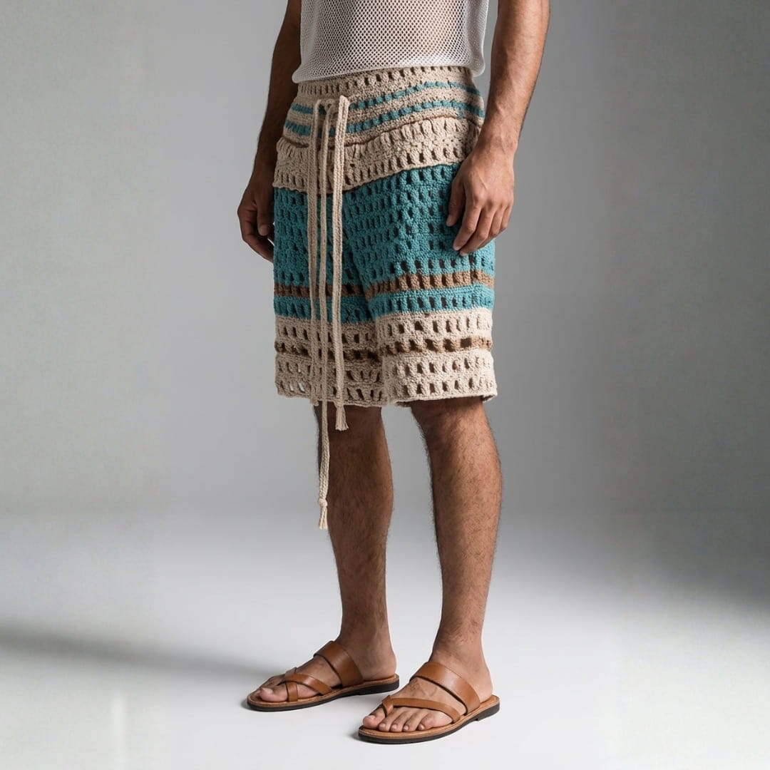 Ivan Braided Cotton Beach Shorts – Casual Summer Drawstring Shorts