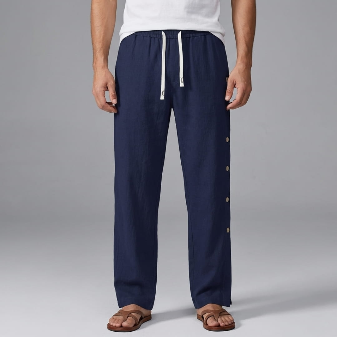 Santino Cotton Linen Lounge Pants — Relaxed Fit Breathable Casual Trousers
