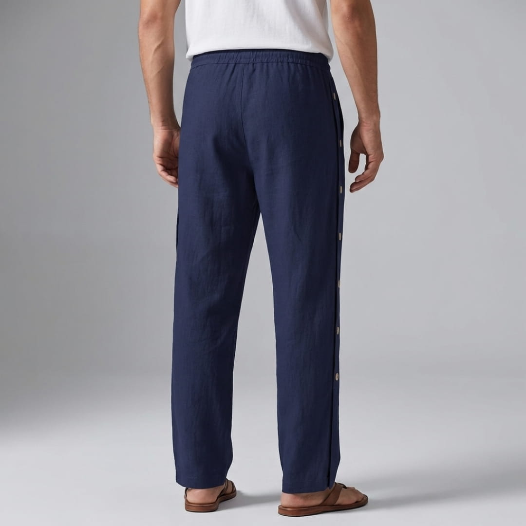 Santino Cotton Linen Lounge Pants — Relaxed Fit Breathable Casual Trousers