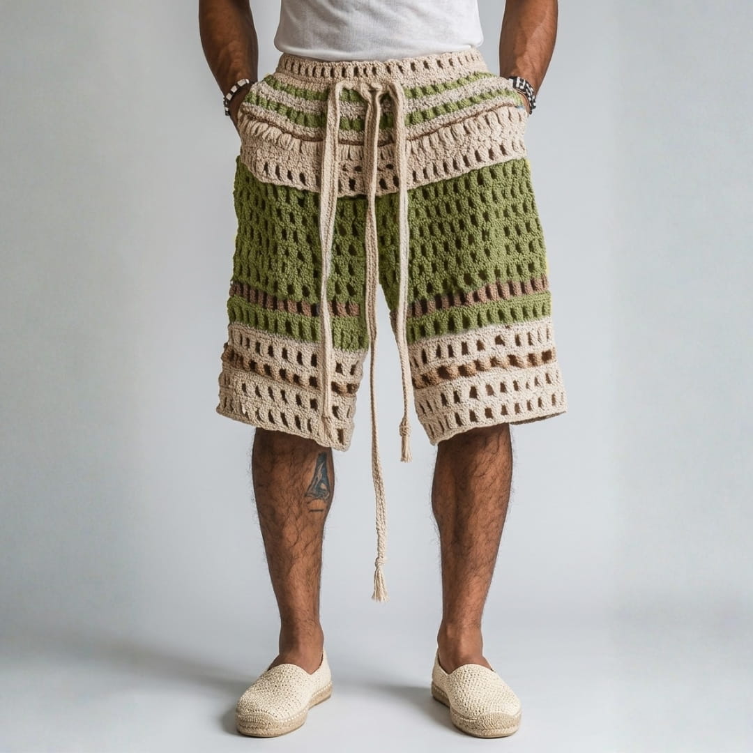 Ivan Braided Cotton Beach Shorts – Casual Summer Drawstring Shorts
