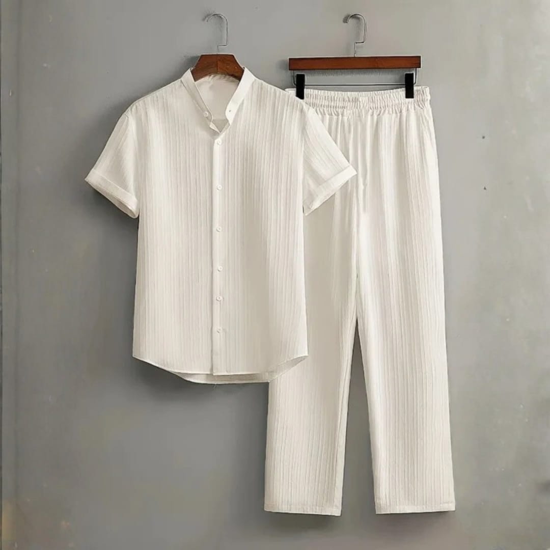Trevor Premium Textured Summer Set — Lightweight Casual Shirt-Pants Outfit Set