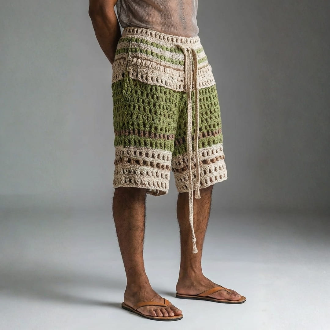 Ivan Braided Cotton Beach Shorts – Casual Summer Drawstring Shorts