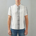 Albert Cotton Linen Henley Shirt — Striped Relaxed Fit Casual Top