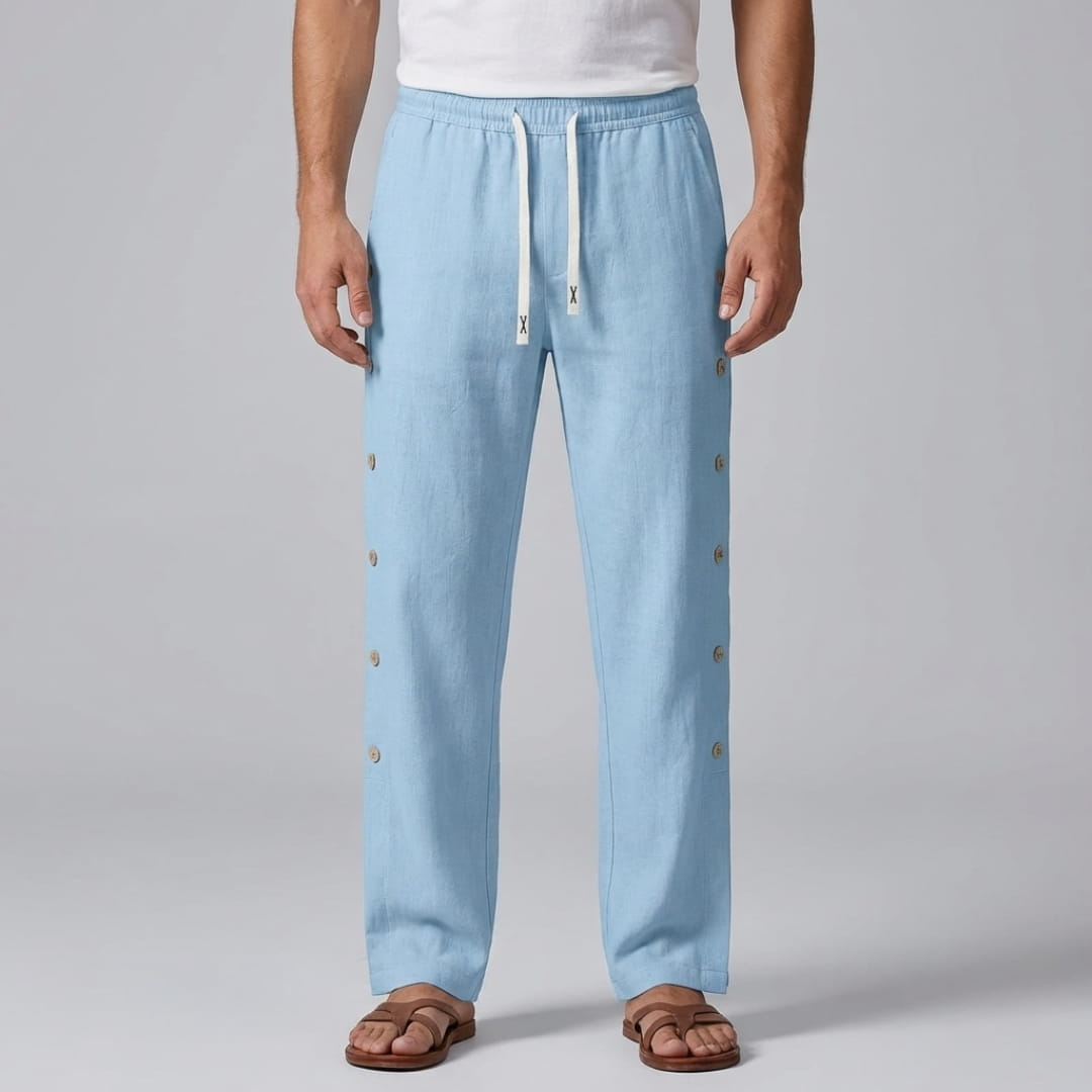 Santino Cotton Linen Lounge Pants — Relaxed Fit Breathable Casual Trousers