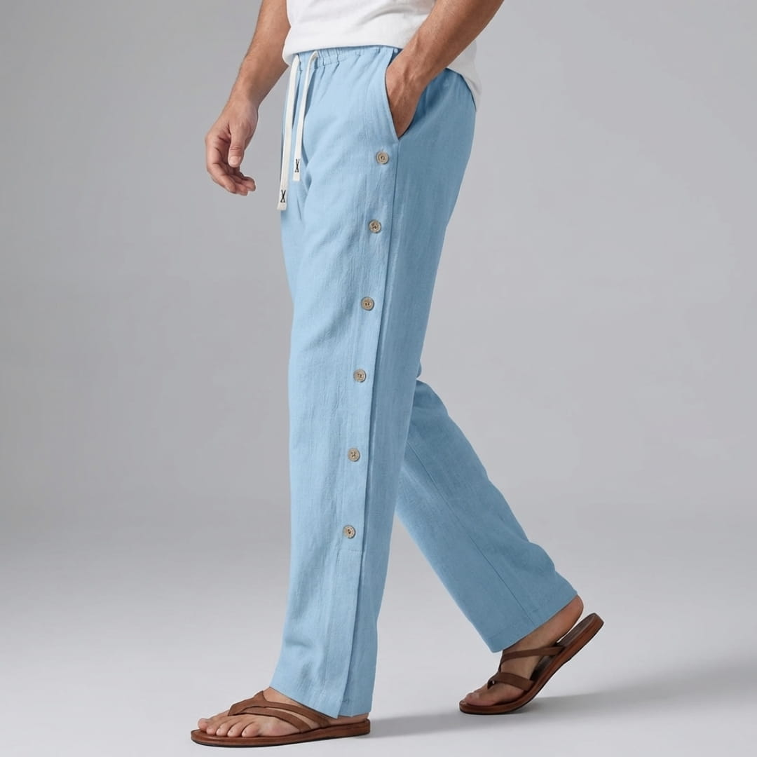 Santino Cotton Linen Lounge Pants — Relaxed Fit Breathable Casual Trousers