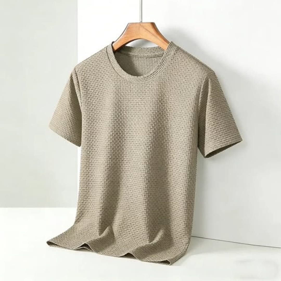 Klaus Textured Knit Crewneck T-Shirt – Lightweight Breathable Casual Shirt