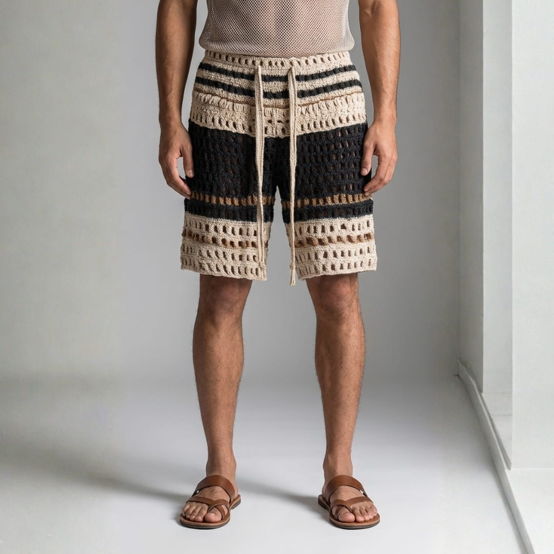 Ivan Braided Cotton Beach Shorts – Casual Summer Drawstring Shorts