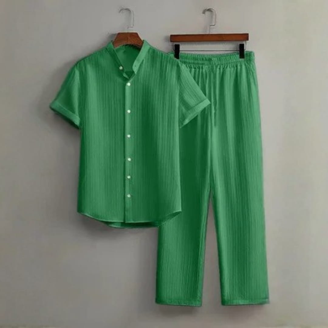 Trevor Premium Textured Summer Set — Lightweight Casual Shirt-Pants Outfit Set