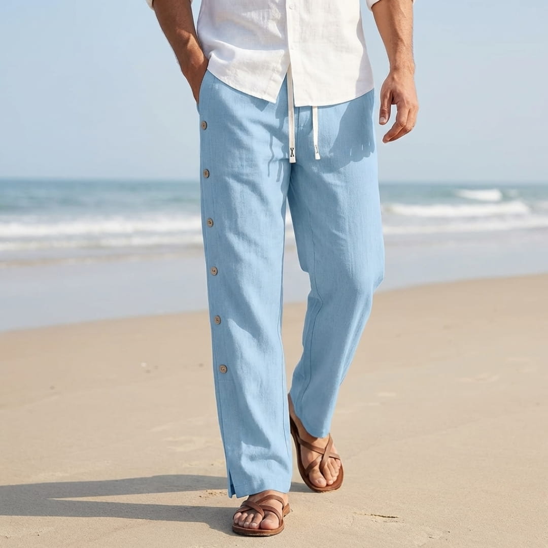 Santino Cotton Linen Lounge Pants — Relaxed Fit Breathable Casual Trousers
