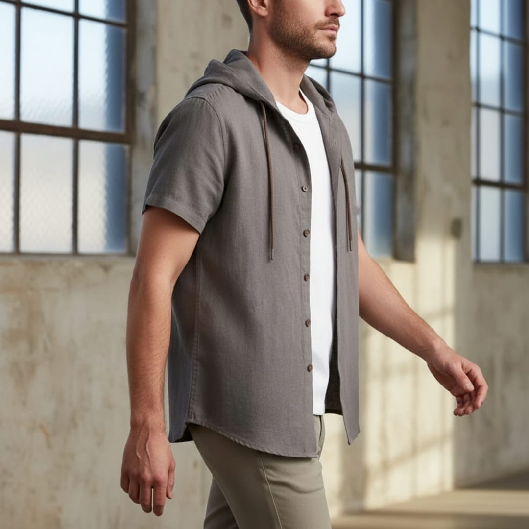 Mannuel Cotton Linen Hoodie Shirt — Relaxed Fit Soft Casual Layer