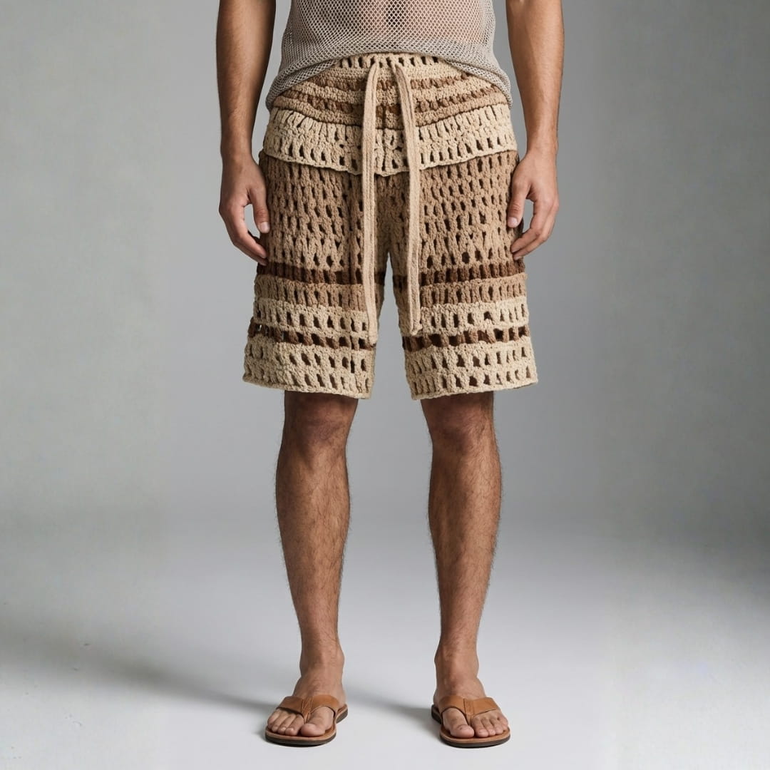 Ivan Braided Cotton Beach Shorts – Casual Summer Drawstring Shorts